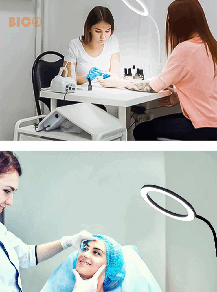 Đèn LED vòng chiếu sáng bàn làm nail và giường spa thẩm mỹ