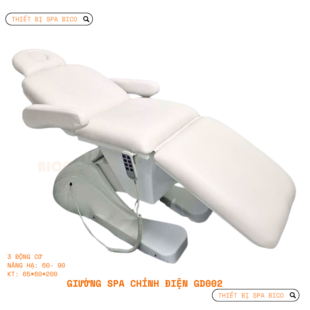 Giường Spa Chỉnh Điện 3 Động Cơ&nbsp; Mầu Trắng GD001