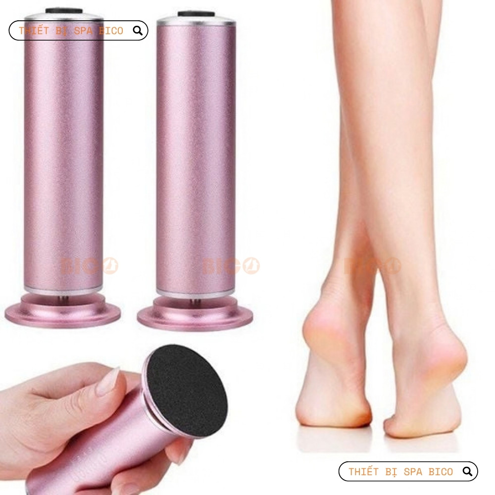 Máy chà gót chân màu hồng cầm tay dùng để tẩy tế bào chết và làm mịn da chân