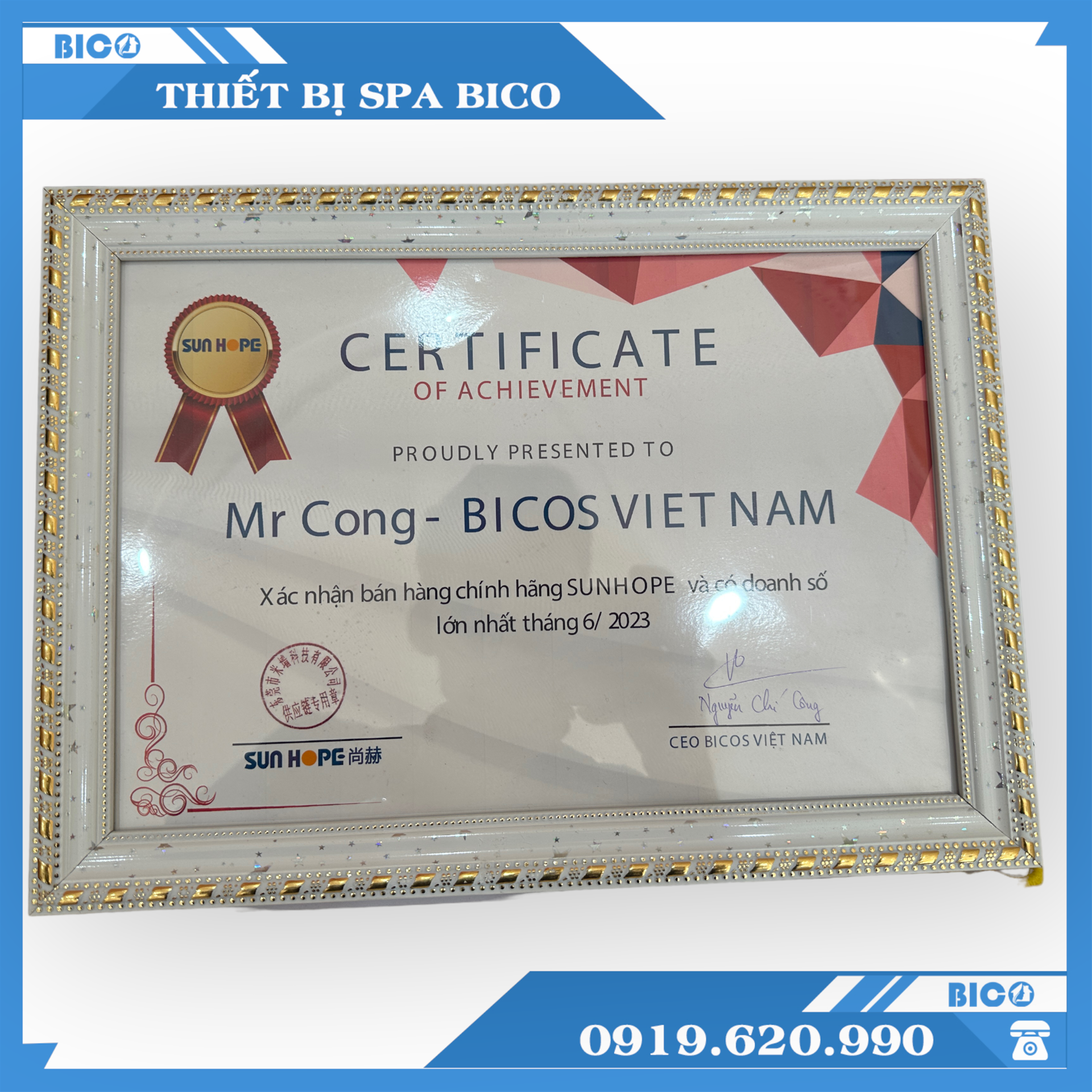 chứng chỉ hàng chĩnh hãng tại thiết bị thẩm mỹ BICO