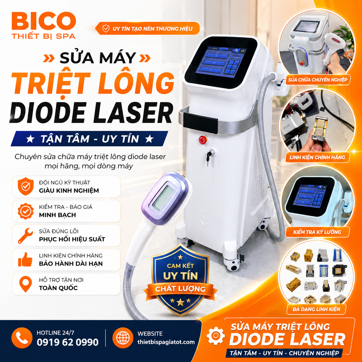 Sửa Máy Triệt Lông Diode Laser Tận Tâm- Uy Tín